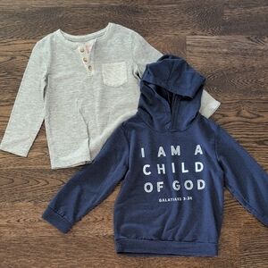 Gray and Navy Kids Long Sleeve Shirt Set